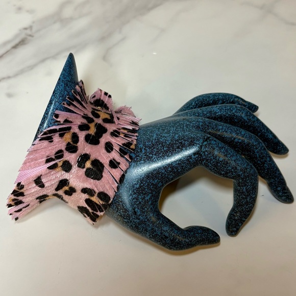 NWT Pink Leopard Fringe Snap Bracelet | Animal Print Faux Leather Cuff - Picture 6 of 13